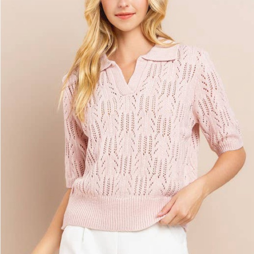 Morning Stroll Collared Sweater Top